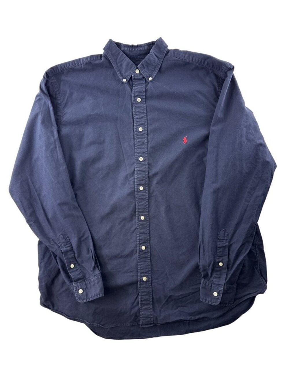 Ralph Lauren Men's XLT Tall Long Sleeve Shirt Navy Blue Button Front Pony Preppy